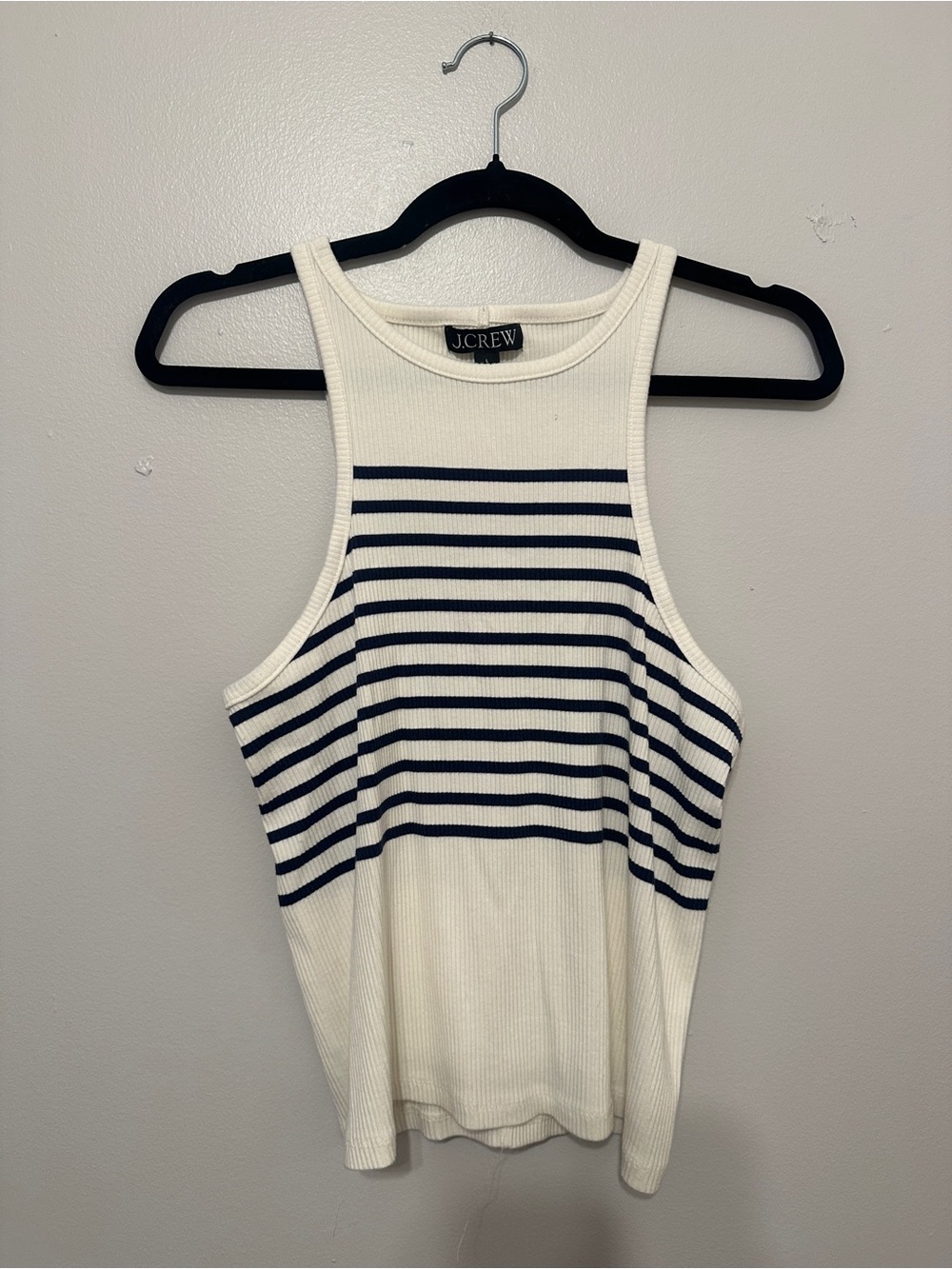 J. Crew Cream Tank Top with Navy Stripes